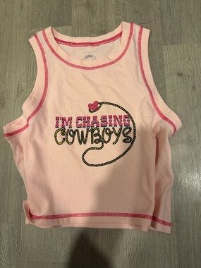 Urban Outfitters Pink Graphic 'I'm Chasing Cowboys' Tank